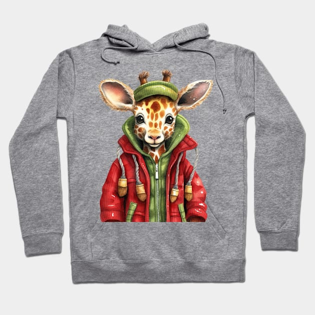 Knitted Christmas Giraffe Hoodie by Chromatic Fusion Studio